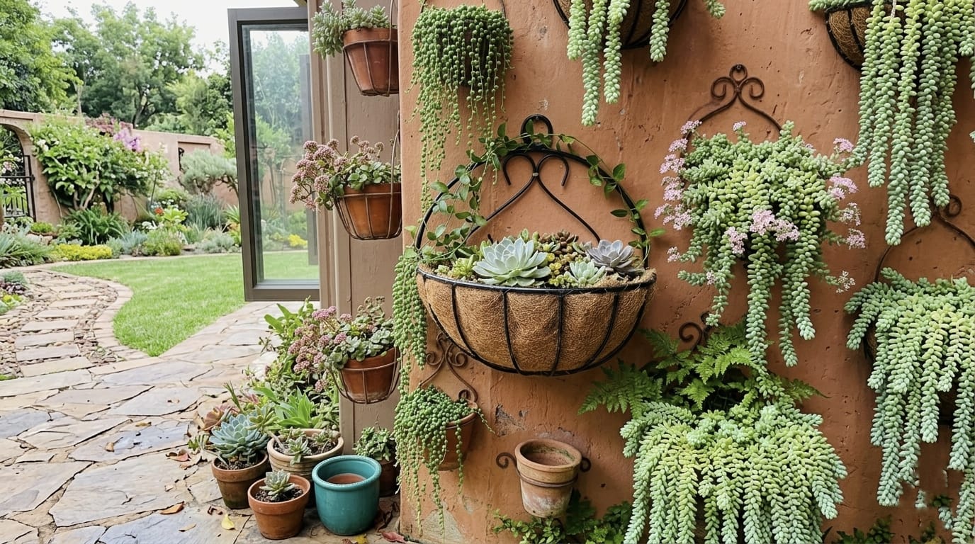 Half Round Wall Hanging Planter Basket with Coco Coir Liner - Metal Wire Plant Pot