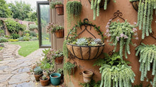 Half Round Wall Hanging Planter Basket with Coco Coir Liner - Metal Wire Plant Pot