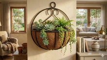 Half Round Wall Hanging Planter Basket with Coco Coir Liner - Metal Wire Plant Pot